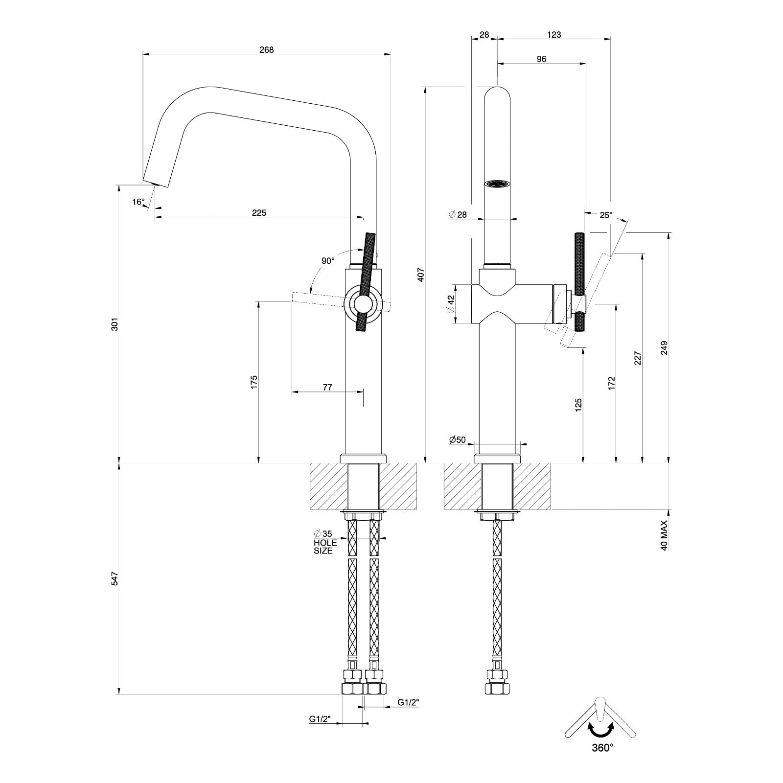 Maattekening Gessi Habito 60650