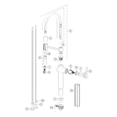 Onderdelentekening Gessi Habito 60664 met positienummers