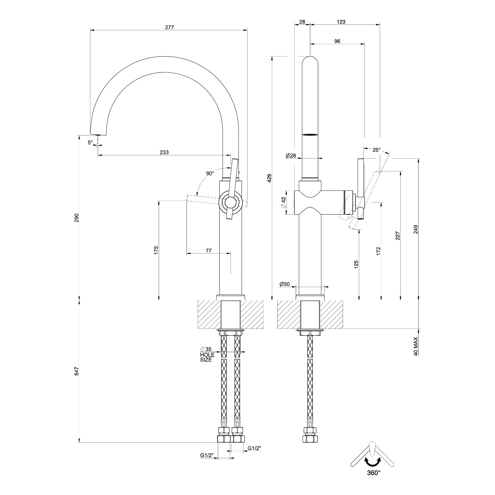 Maattekening Gessi Habito 60670