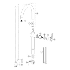 Onderdelentekening Gessi Habito 60670 met positienummers