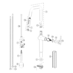 Onderdelentekening Gessi Habito Filtered 60852 met positienummers
