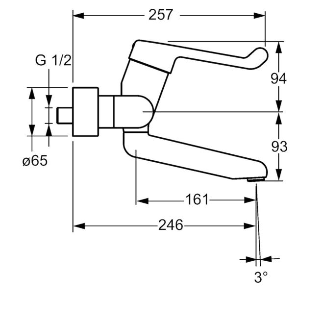 Progressive Inset HANSAMEDIPRO wall-mounted mixer tap, progressive insert, with swivel/f
