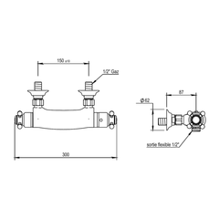 Horus opbouw douchethermostaat met kruisgrepen, hartafstand 150 mm (Speciale Kleuren)