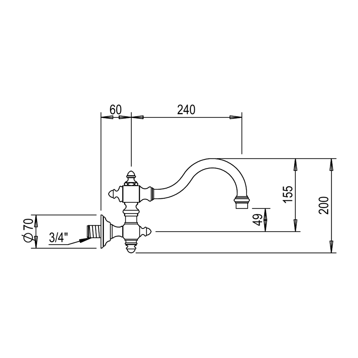 Horus Anthea wand baduitloop 300 mm