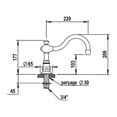 Horus Montmartre baduitloop voor badrand 240 mm