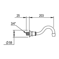 Horus Montmartre wand baduitloop 203 mm (Speciale Kleuren)