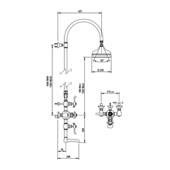 Horus Montmartre thermostatische bad-/douchekolom met hoofddouche, handdouche en baduitloop