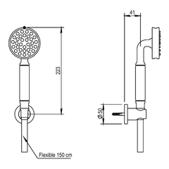 Horus Zéphyr handdouche met slang 150 cm en wandhouder (Speciale Kleuren)