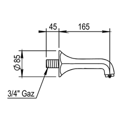 Horus Ascott wand baduitloop 165 mm (Speciale Kleuren)