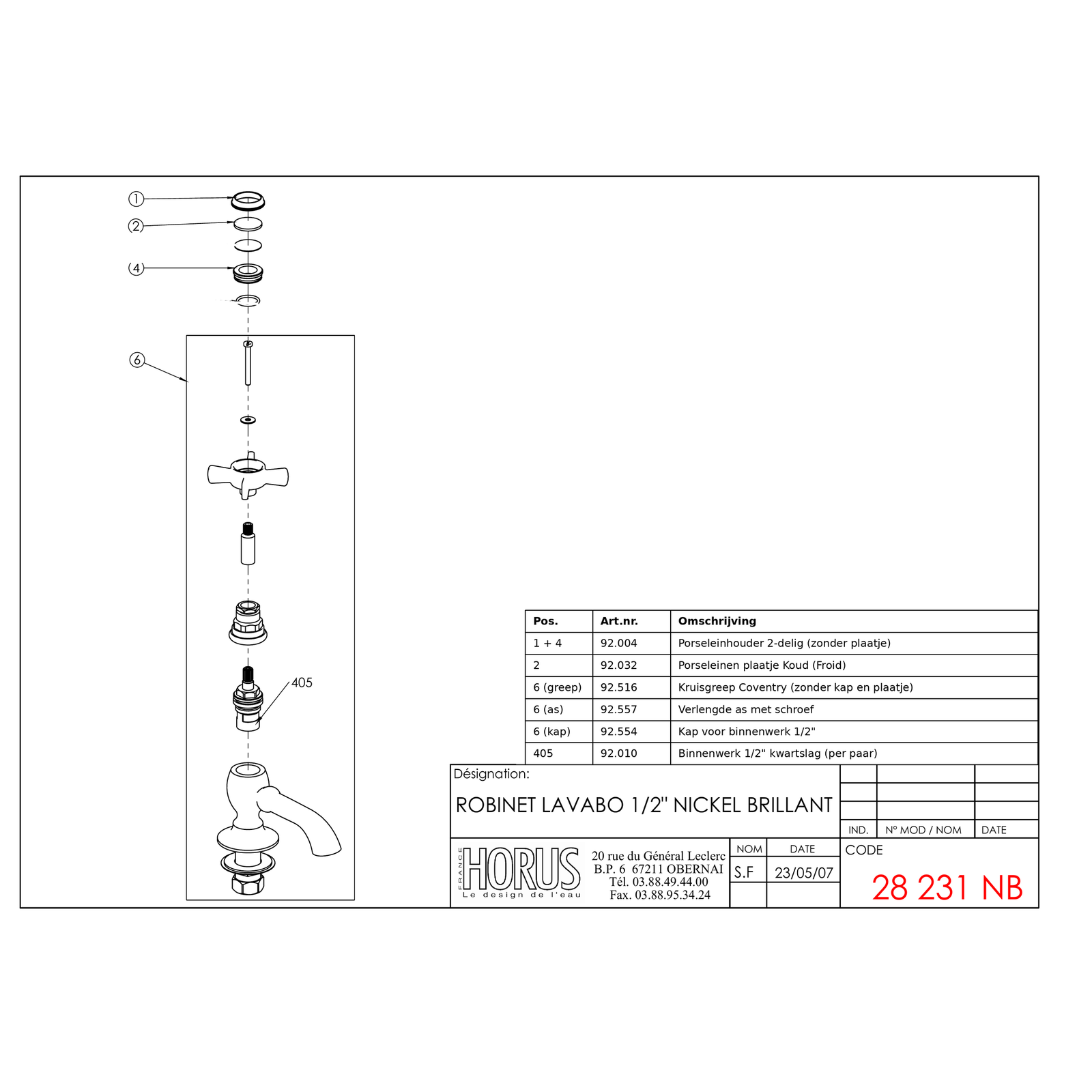 Horus 28.231 onderdelentekening