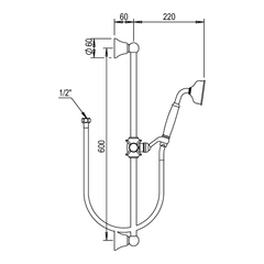 Horus Coventry doucheset met glijstang 60 cm, handdouche en slang 150 cm