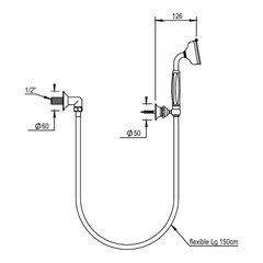 Horus Coventry doucheset met wandaansluiting, wandhouder, slang 150 cm en handdouche