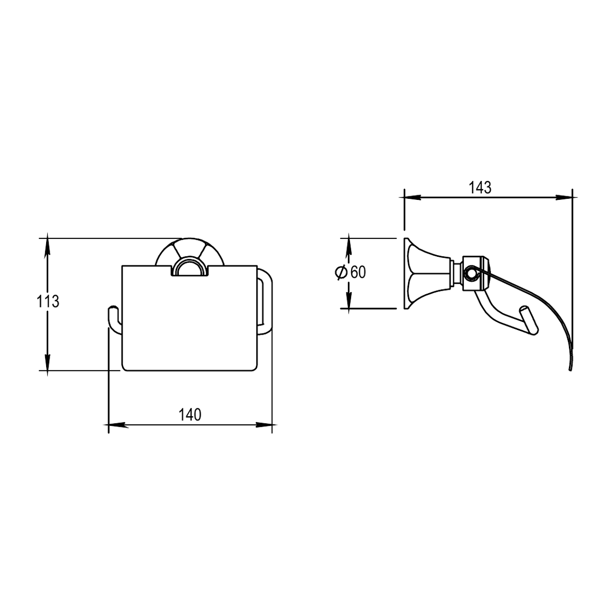 Horus Ascott closetrolhouder met klep