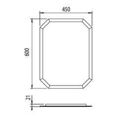 Horus Ascott spiegel met geslepen rand en afgeschuinde hoeken, 600 x 450 mm