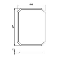 Horus Ascott spiegel met geslepen rand en afgeschuinde hoeken, 800 x 600 mm