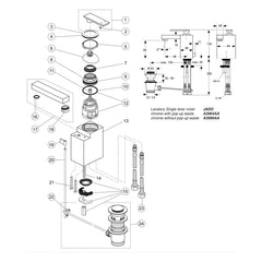 Onderdelentekening Jado Onderdelen Cubic (Borma series) 1-greeps Wastafelkraan A3964AA / A3999AA