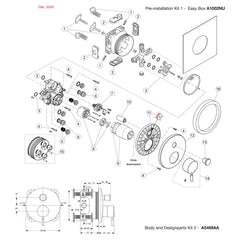 Onderdelentekening Jado Onderdelen IQ inbouw 1-greeps bad- / douchemengkraan Easy-Box A5469AA (vanaf 12/2020)