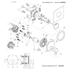 Onderdelentekening Jado Onderdelen IQ inbouw 1-greeps douchemengkraan Easy-Box A5470AA (vanaf 12/2020)