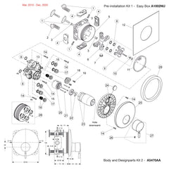 Onderdelentekening Jado Onderdelen IQ inbouw 1-greeps douchemengkraan Easy-Box A5470AA (03/2010 - 12/2020)