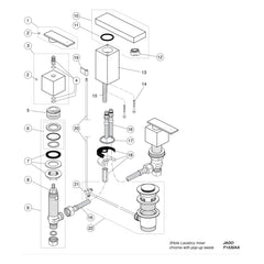 Onderdelentekening Jado Onderdelen Cubic (Borma series) 2-greeps 3-gats Wastafelkraan F1430AA