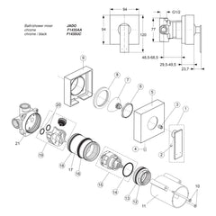 Onderdelentekening Jado Onderdelen Cubic (Borma series) Inbouw 1-greeps Bad- / Douchemengkraan F1435AA / F1435UC