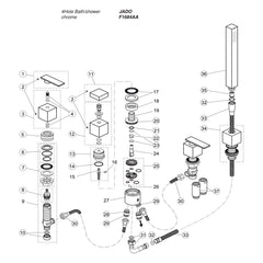 Onderdelentekening Jado Onderdelen Cubic (Borma series) 4-gats Badrandcombinatie F1684AA