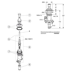 Onderdelentekening Jado Onderdelen IQ automatische badrandomstelling H4045AA