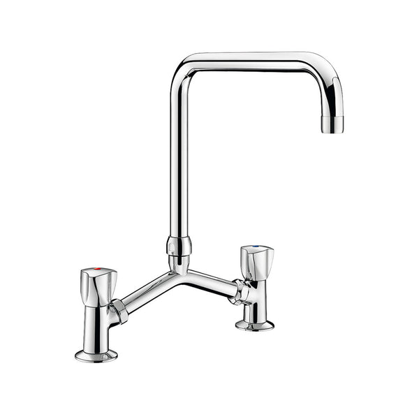Delabie Brugmengzwenkkraan 1/2 (debiet 60 l/min) voorsprong 200 met regelbare hart afstand 100 tot 240 mm Chroom
