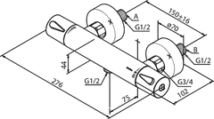 Damixa Silhouet douchemengkraan thermostatisch matZwart