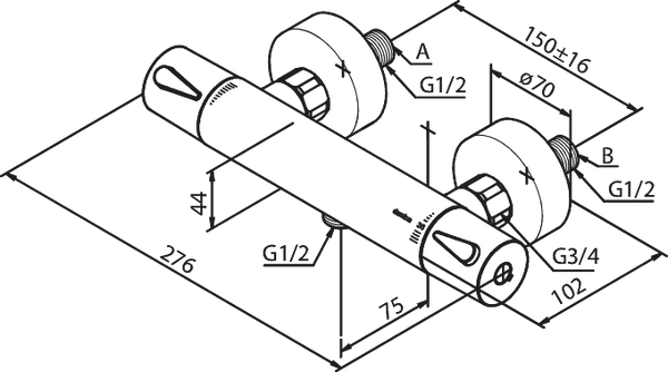 Damixa Silhouet douchemengkraan thermostatisch matZwart