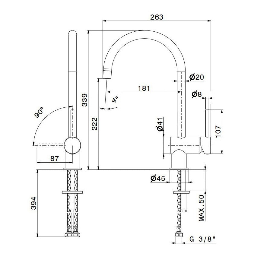 NewForm File Eenhendel keukenmengkraan met keramisch binnenwerk Chroom
