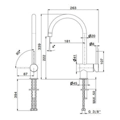 NewForm File Eenhendel keukenmengkraan met keramisch binnenwerk Chroom