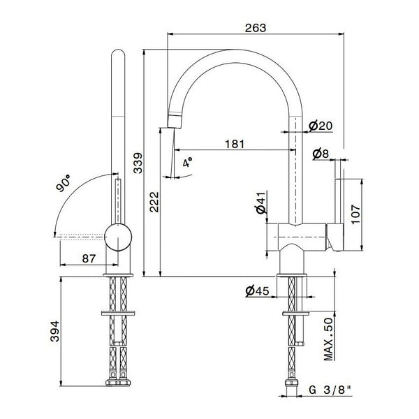 NewForm File Eenhendel keukenmengkraan met keramisch binnenwerk Chroom