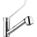 Delabie Mechanische ergonomische mengkraan met uittrekbare sproeier Draaibare uitloop H. 100 L.200 Chroom