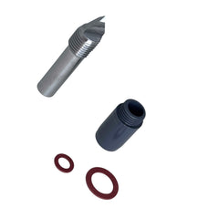Quooker boorset afvoer 1/4 inch - schuin aanzicht met schroefdraad van de PVC-nippel
