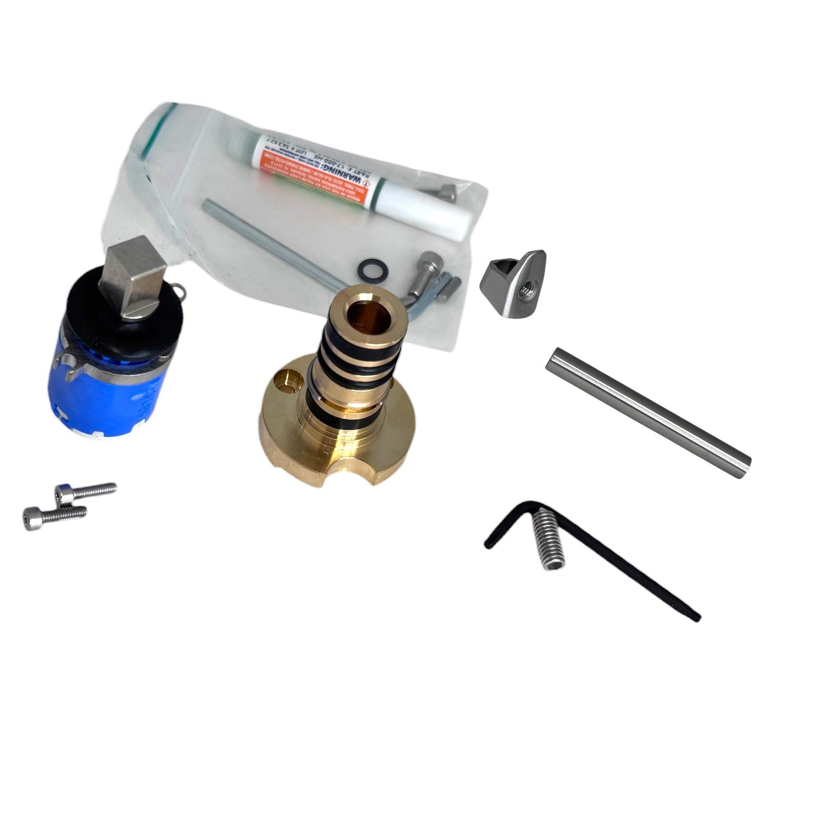 Quooker cartridge servicekit TwinTaps mengkraan vanaf 2016, RVS 31.344.00: cartridge, paddenstoel, hendel en bevestigingsmateriaal