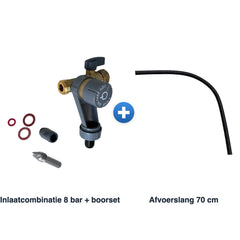 Quooker complete aansluitset inlaatcombinatie 8 bar: inlaatcombinatie met boorset en afvoerslang 70 cm