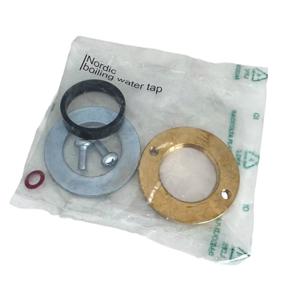 Quooker montageset Nordic single tap 21.116.00: montagering, sluitring, centreerring, schroeven en fiberring