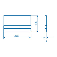REZI bedieningspaneel Modern mat chroom, druktoetsen mat chroom maattekening