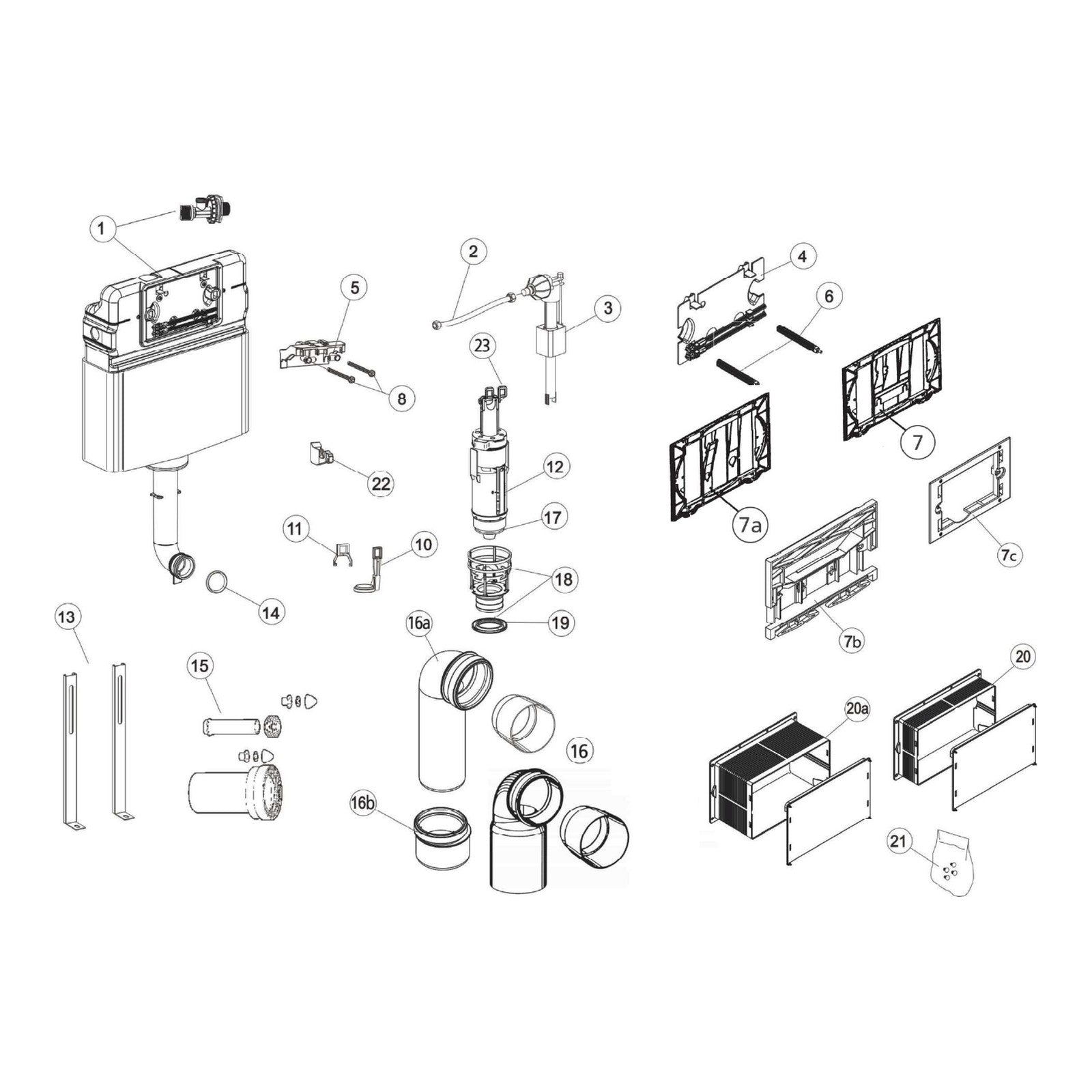 REZI onderdelen inbouwreservoir BB3650 OFT / OFPW (Quick-Fit)