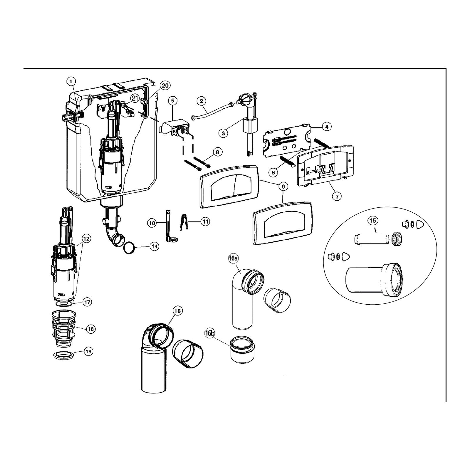 REZI onderdelen inbouwreservoir BB4650 (oud model)