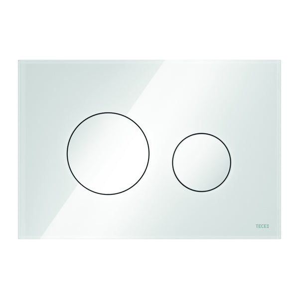 TECE loop toilet control panel made of glass, pure white, white buttons