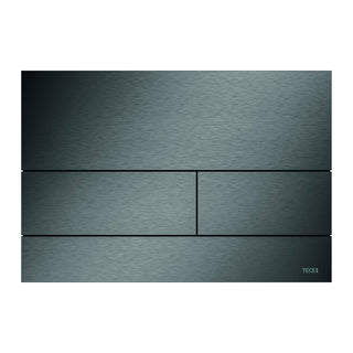TECE TECEsquare II metaal WC-bedieningsplaat voor duospoeltechniek met gekleurd oppervlak, Geborsteld zwart chroom (met anti-vingerprint)
