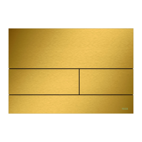 TECE TECEsquare II metaal WC-bedieningsplaat voor duospoeltechniek met gekleurd oppervlak, Geborsteld goud optisch (met anti-vingerprint)