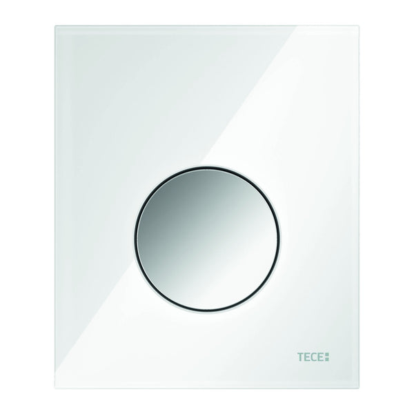 TECE urinal control panel, glass, pure white, button, polished chrome