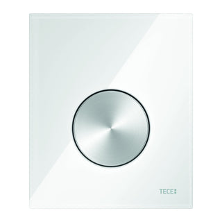 TECE urinal control panel, glass white, round brushed button