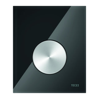 TECE urinal control panel, glass, black, round, brushed button