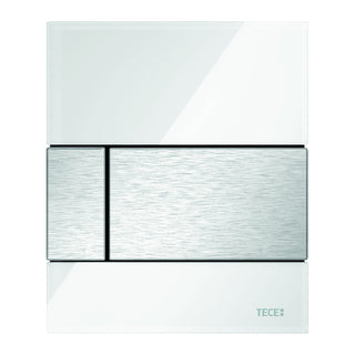 TECE TECEsquare urinoirbedieningsplaat van glas incl. cartouche, Glas glanzend wit, gepolijst, toets geborsteld rvs look (met anti-vingerprint)