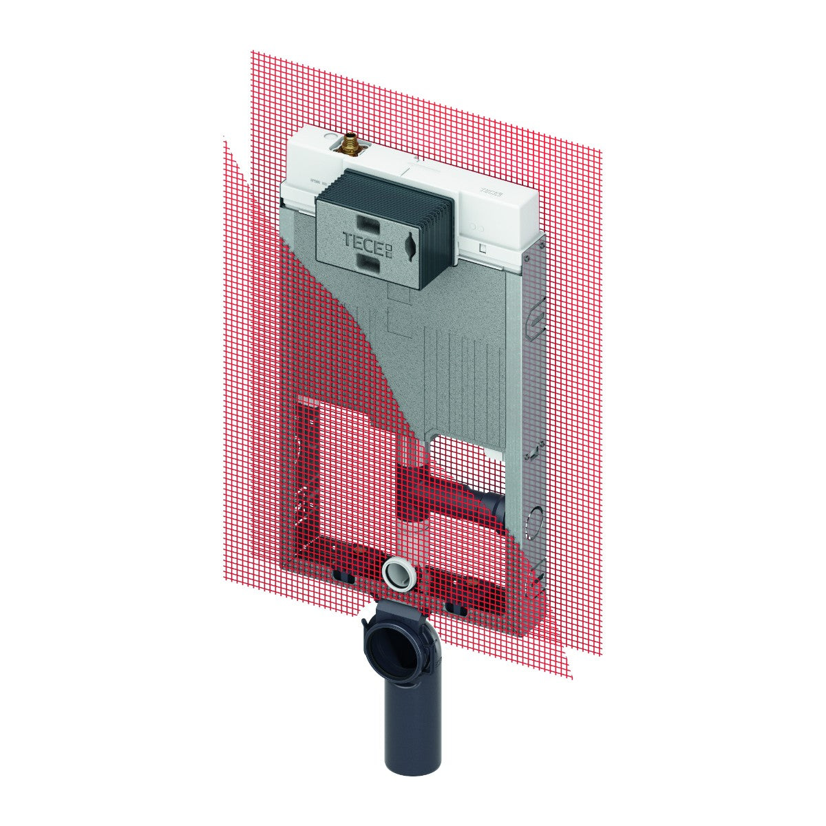 TECE TECEbox WC-inbouwframe met Octa II-reservoir, 8 cm, voor hangend toilet, met aansluiting voor geurafzuiging, bouwhoogte 1075 mm