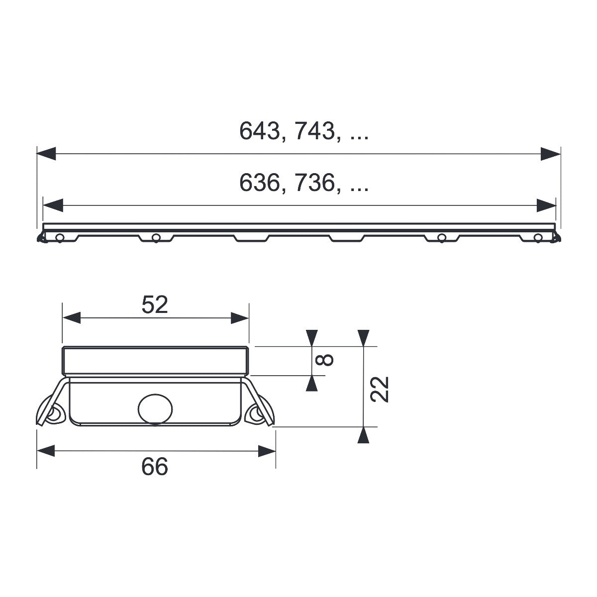 TECE TECEdrainline glasafdekking voor douchegoot, gesatineerd, Glas wit gesatineerd, 1500 mm
